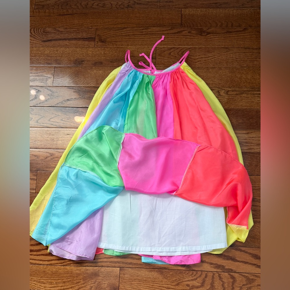 NWT- Halabaloo Rainbow Dress 100% Silk Girls Sz 12 - Picture 3 of 6